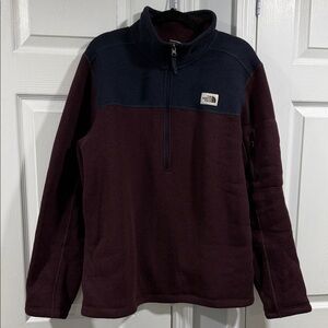 The North Face Black and Dark Red Fleece Jacket